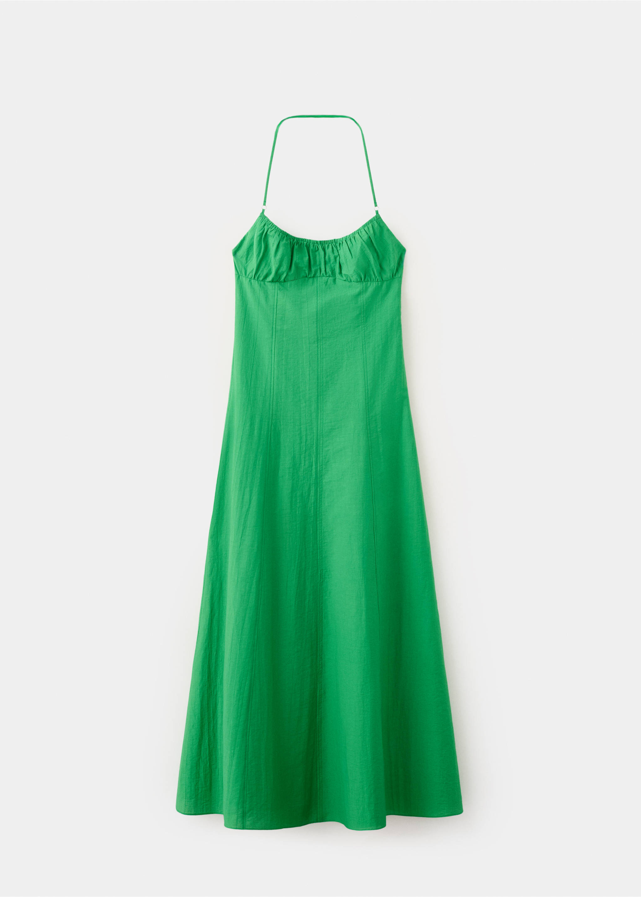 Halter-neck dress with ruffle details - Article without model, Green. Ref: 37072934-00.