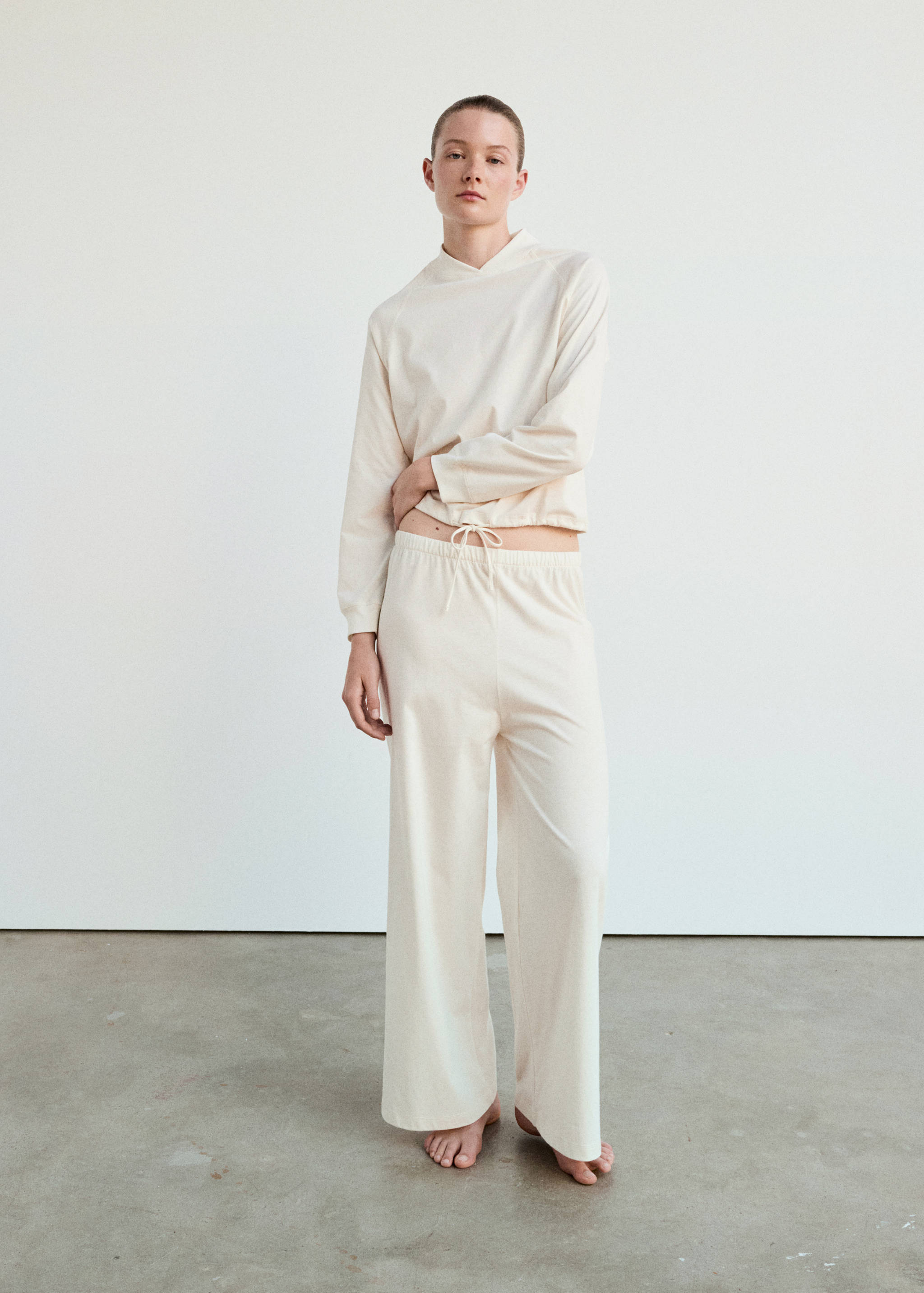Straight cotton trousers with a soft finish - General plane