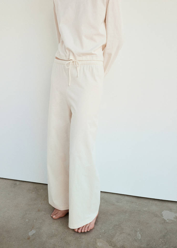 Straight cotton trousers with a soft finish — Ivory White
