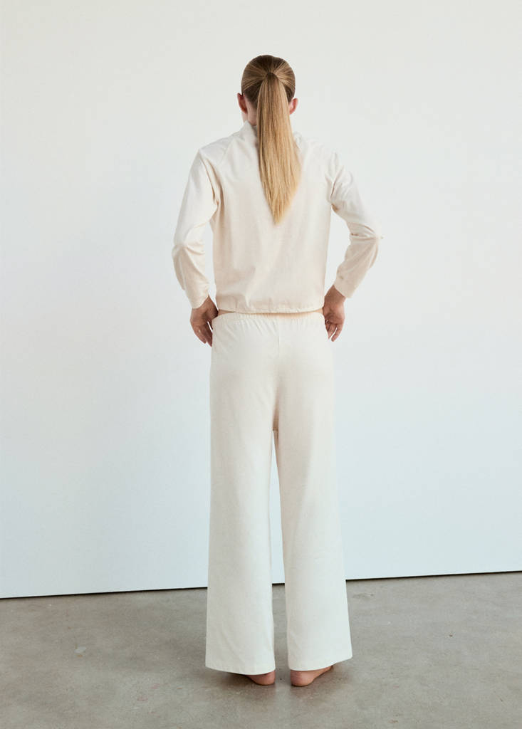 Straight cotton trousers with a soft finish — Ivory White