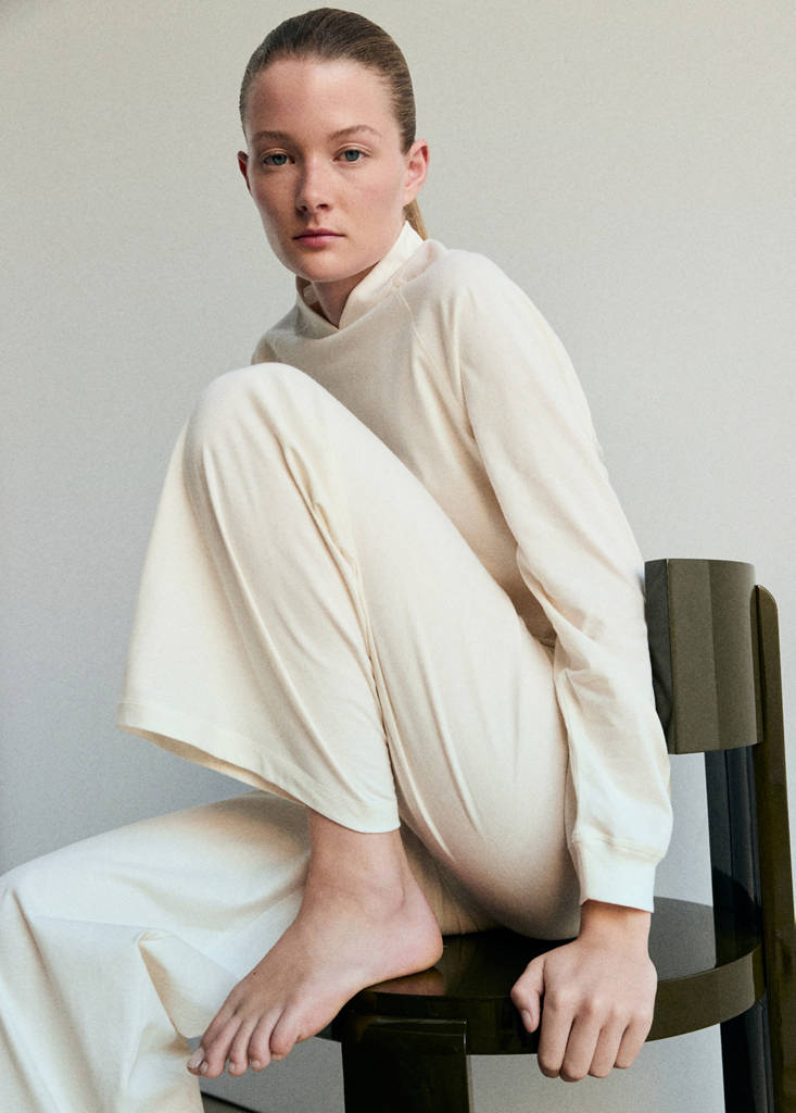 Straight cotton trousers with a soft finish — Ivory White