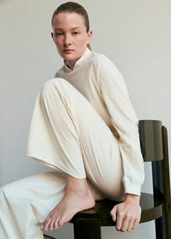 Straight cotton trousers with a soft finish — Ivory White 4