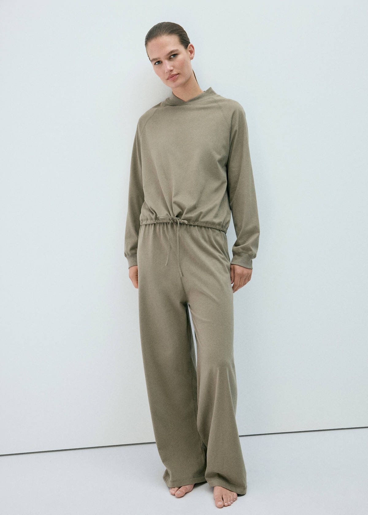 Straight cotton trousers with a soft finish — Green