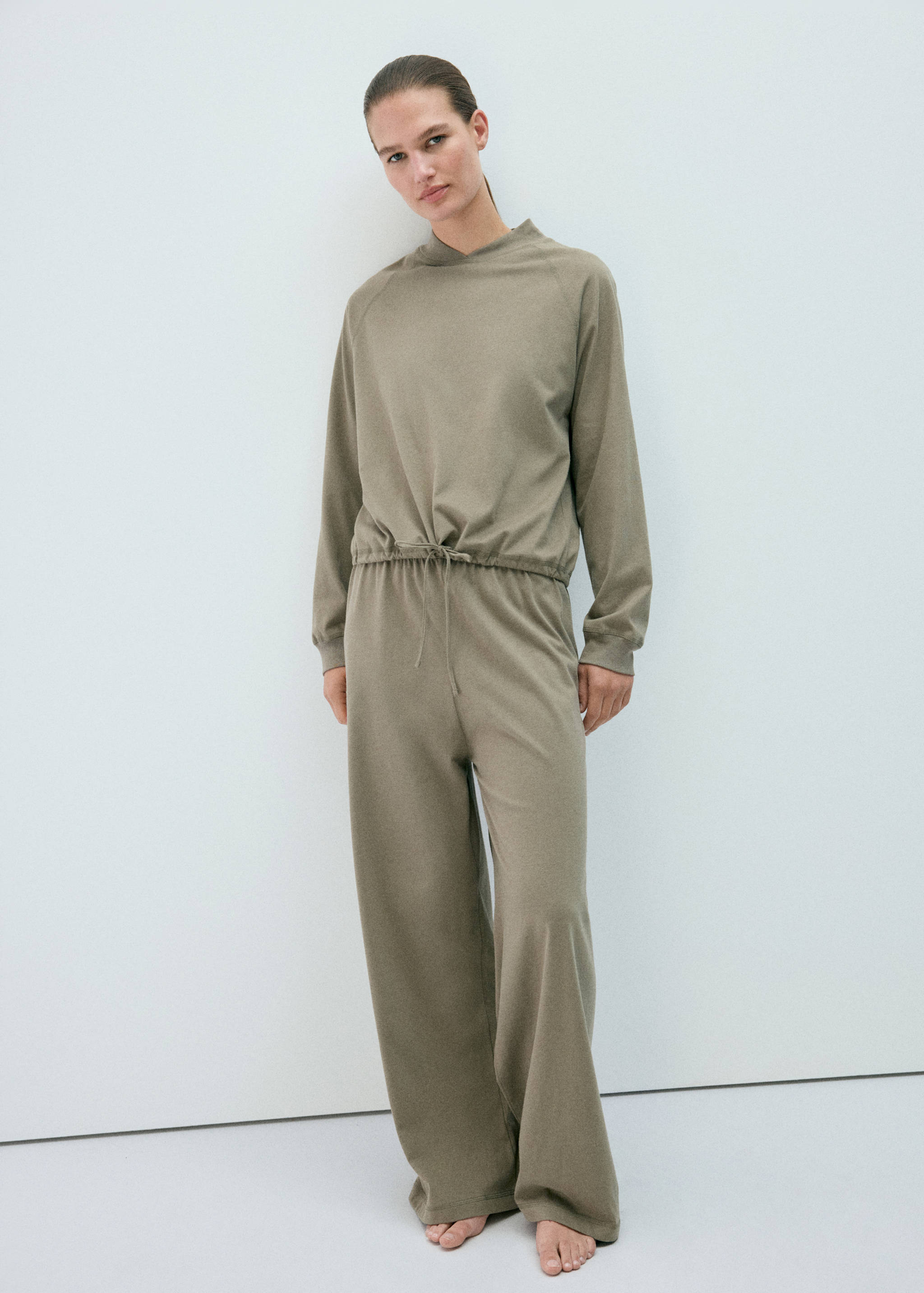 Straight cotton trousers with a soft finish - General plane