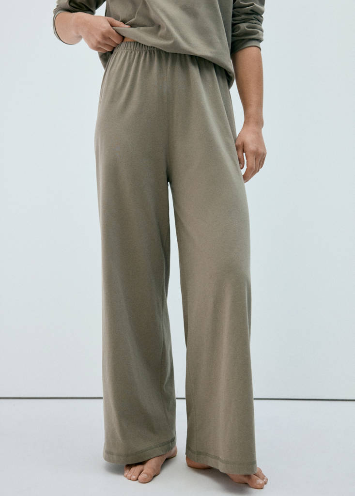 Straight cotton trousers with a soft finish — Green