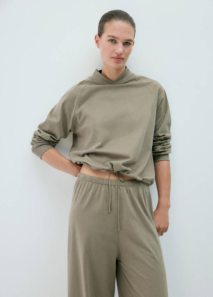 Straight cotton trousers with a soft finish — Green