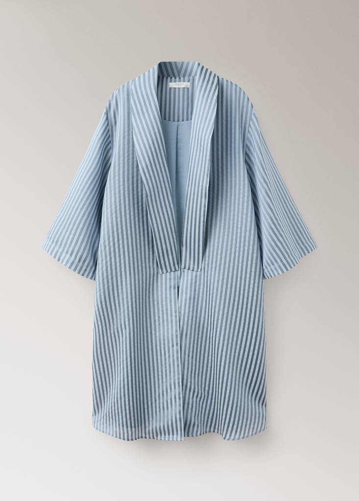 Silk blend striped kaftan pyjamas — Blue
