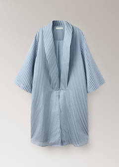 Silk blend striped kaftan pyjamas — Blue 5
