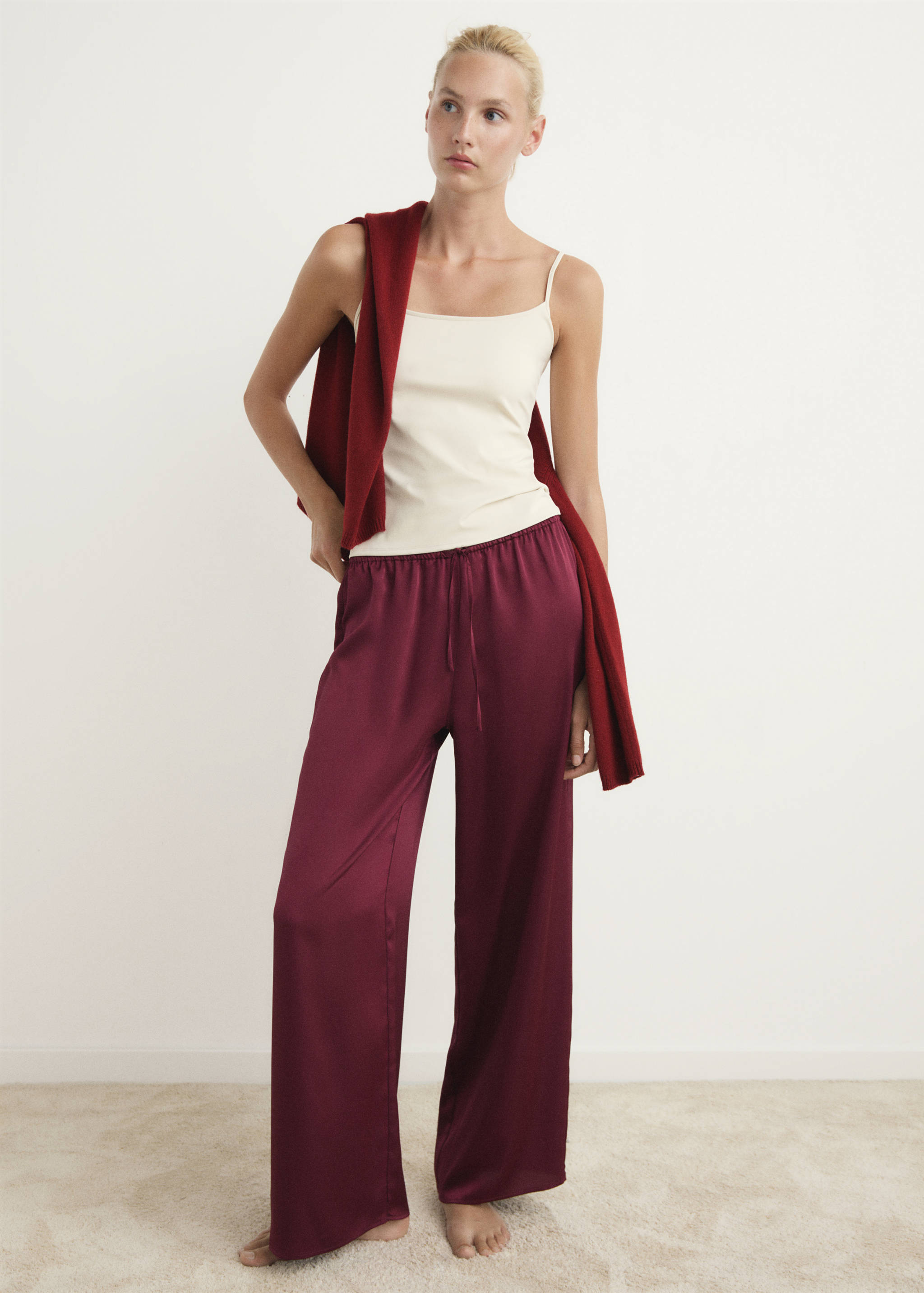 Satin long trousers - General plane