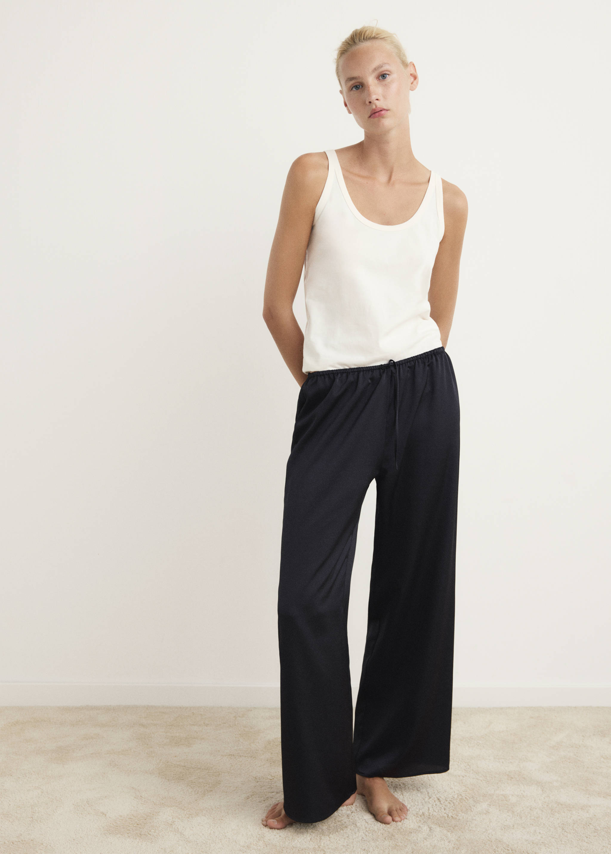 Satin long trousers - General plane