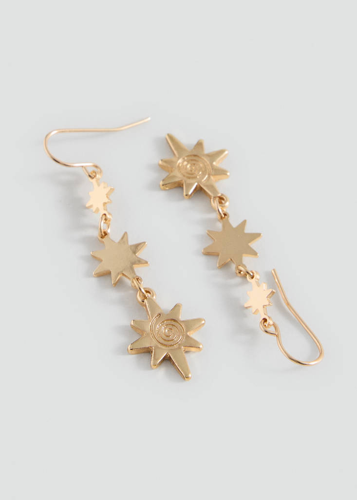 Long star earrings — Gold