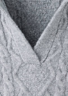 Cable-knit polo-neck jumper — Grey 6