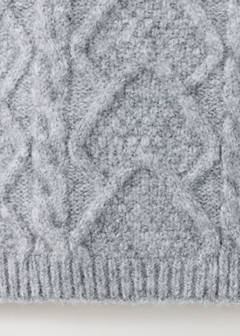 Cable-knit polo-neck jumper — Grey 7