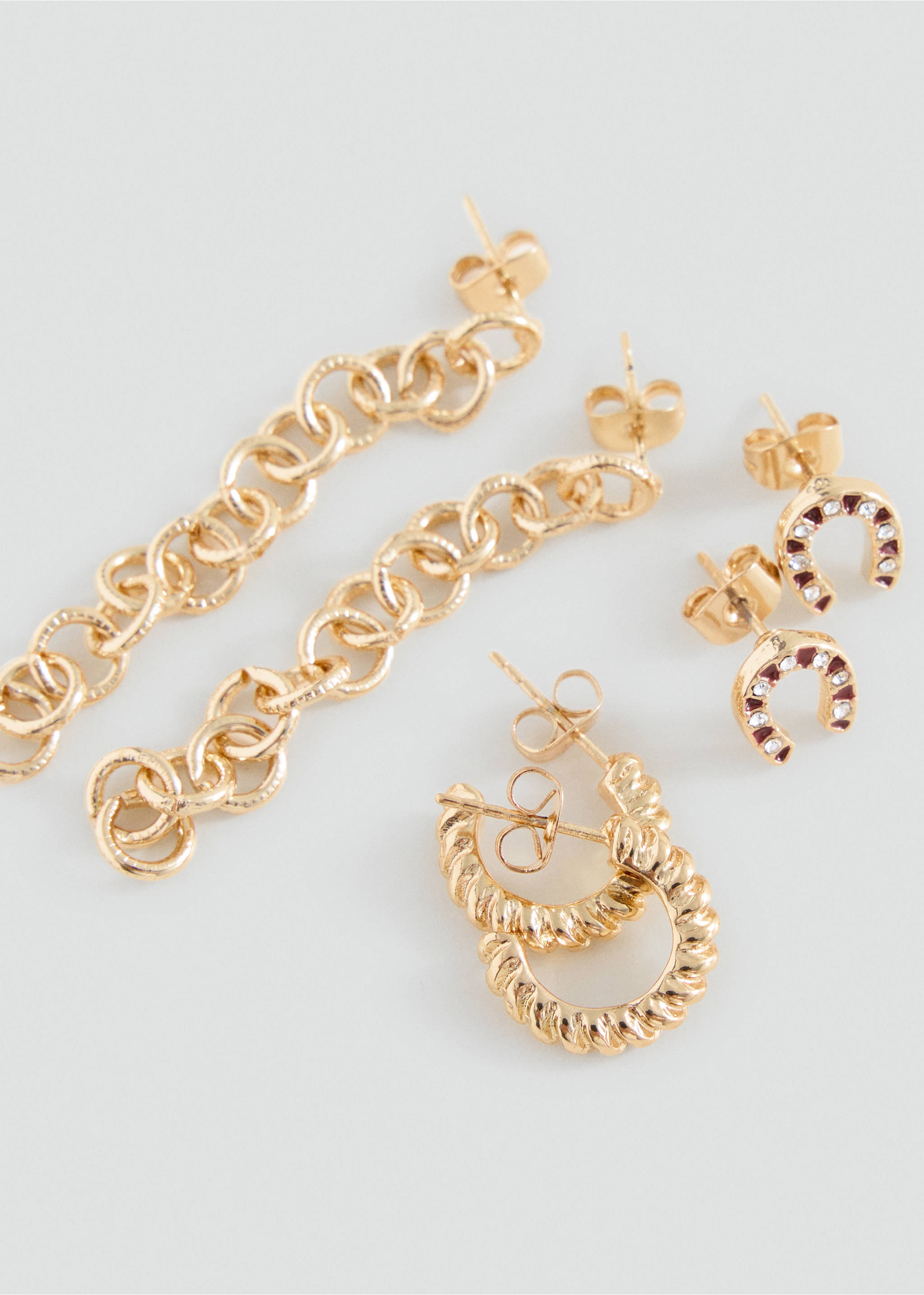 Pack of 3 combined earrings - Medium plane, Gold. Ref: 37072948-00.