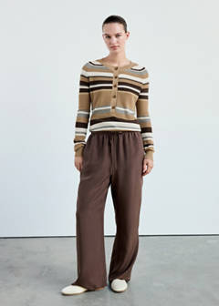 Striped rib sweater — Brown 2