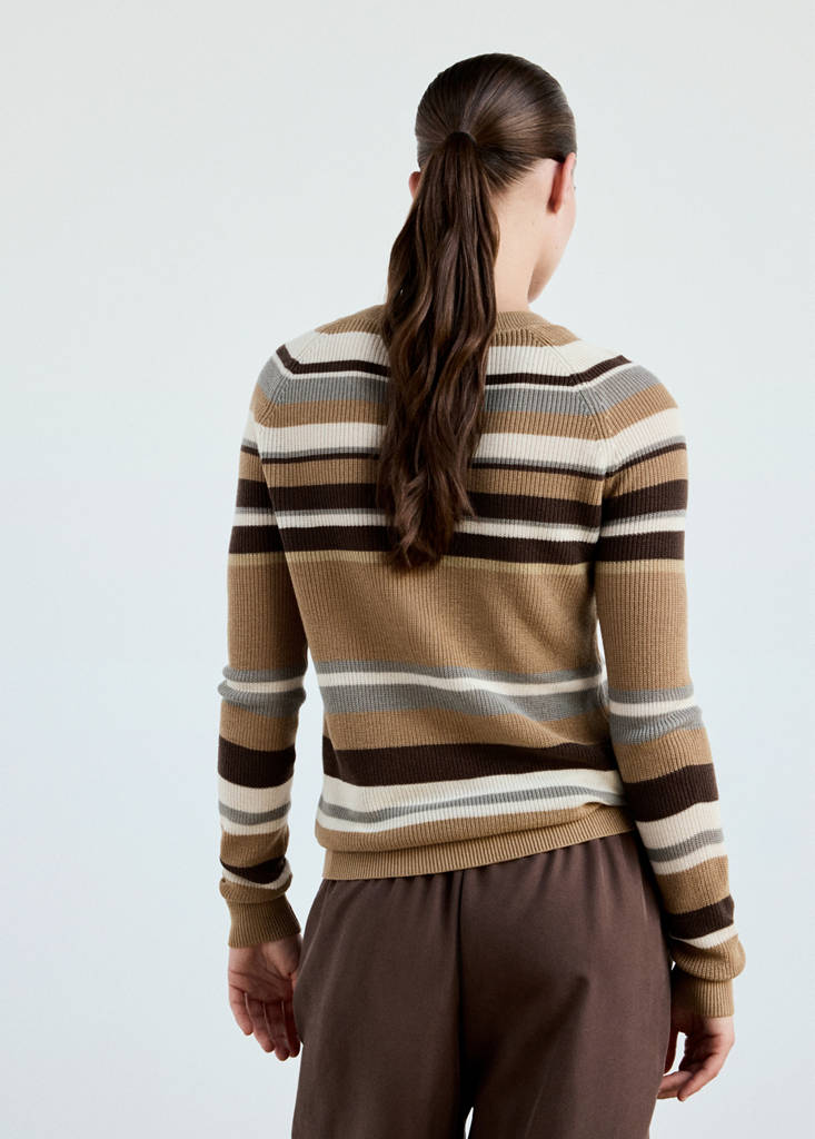 Striped rib sweater — Brown