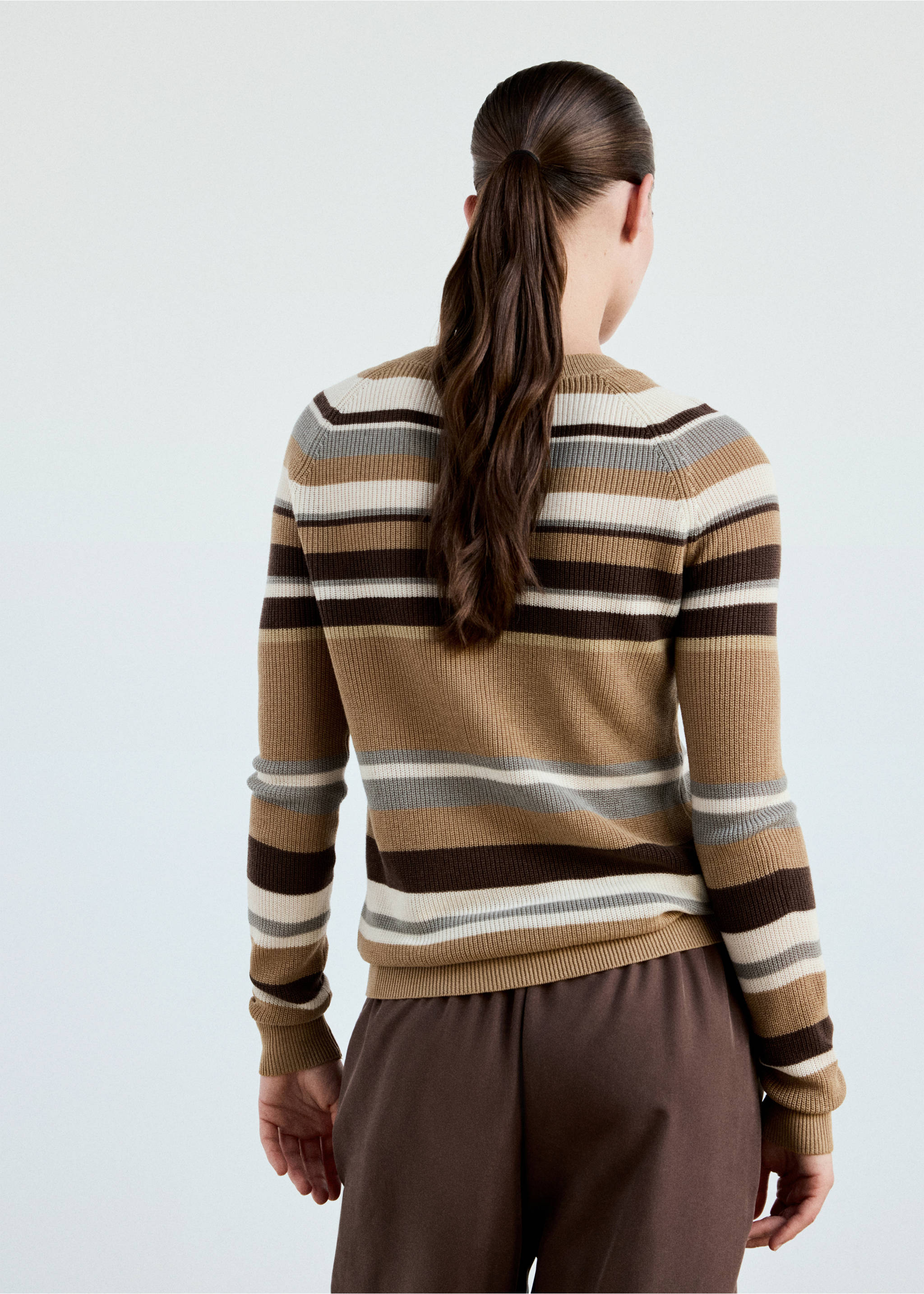 Striped rib sweater - Reverse of the article, Brown. Ref: 37072949-00.