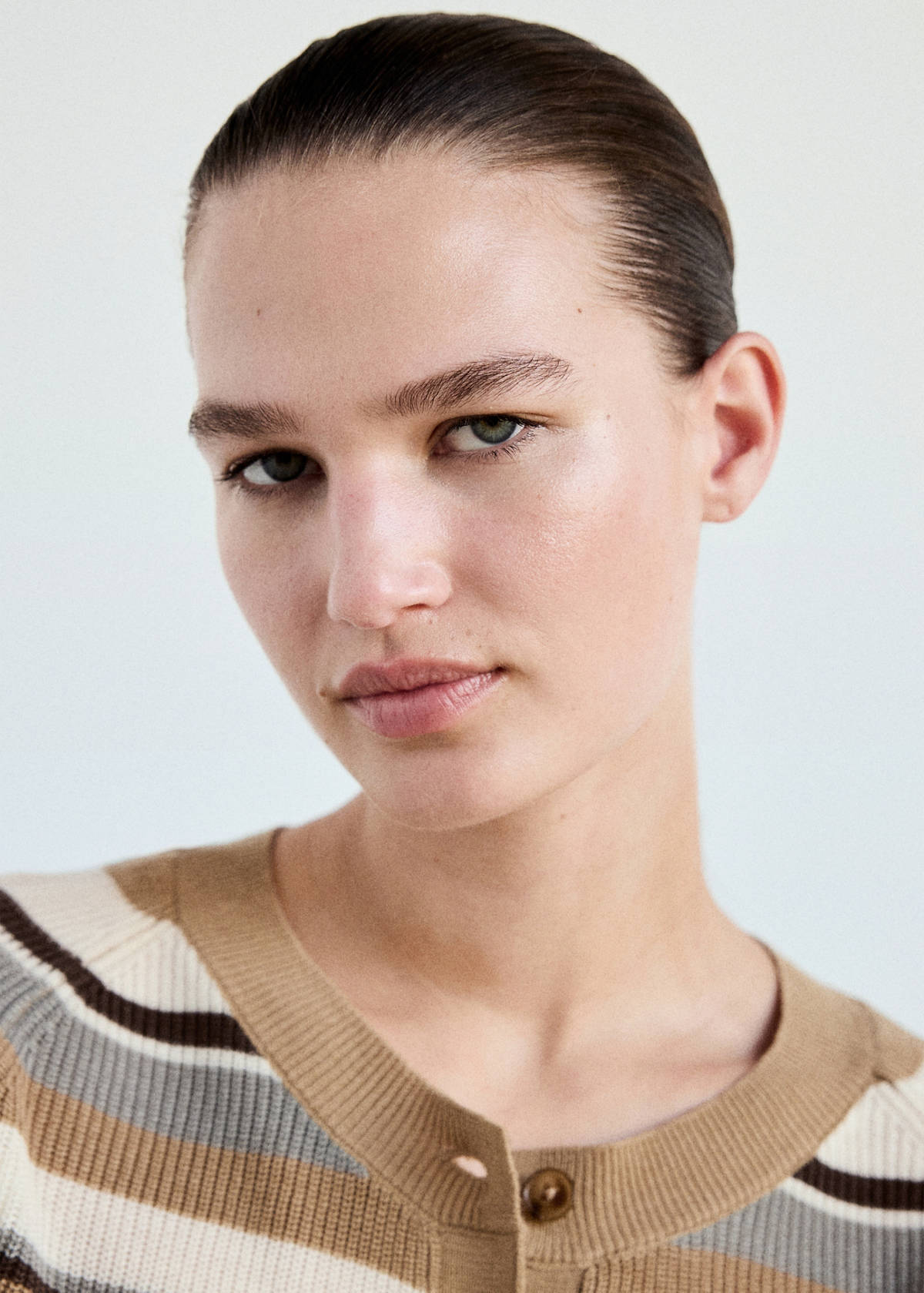 Striped rib sweater — Brown