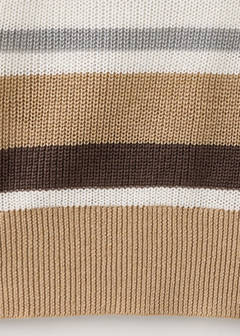 Striped rib sweater — Brown 8