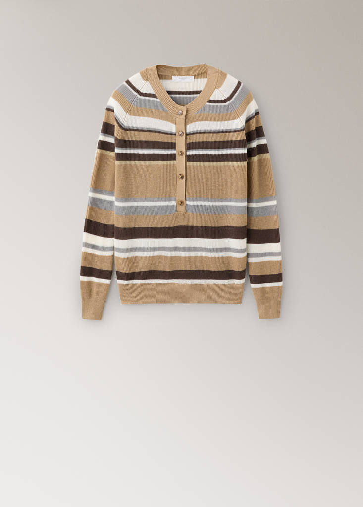 Striped rib sweater — Brown