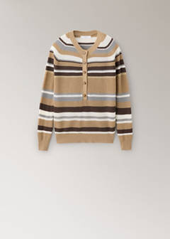 Striped rib sweater — Brown 6