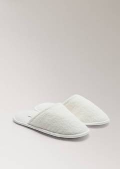 Round-toe terry slippers — White 2