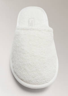 Round-toe terry slippers — White 4