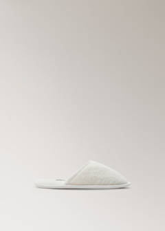 Round-toe terry slippers — White 1