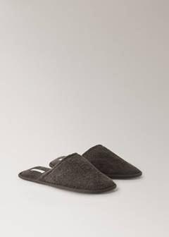 Round-toe terry slippers — Coffee 3