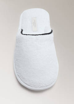 Terry slippers with piping detail — White 4