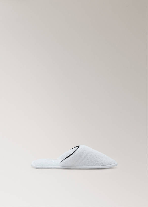 Terry slippers with piping detail — White