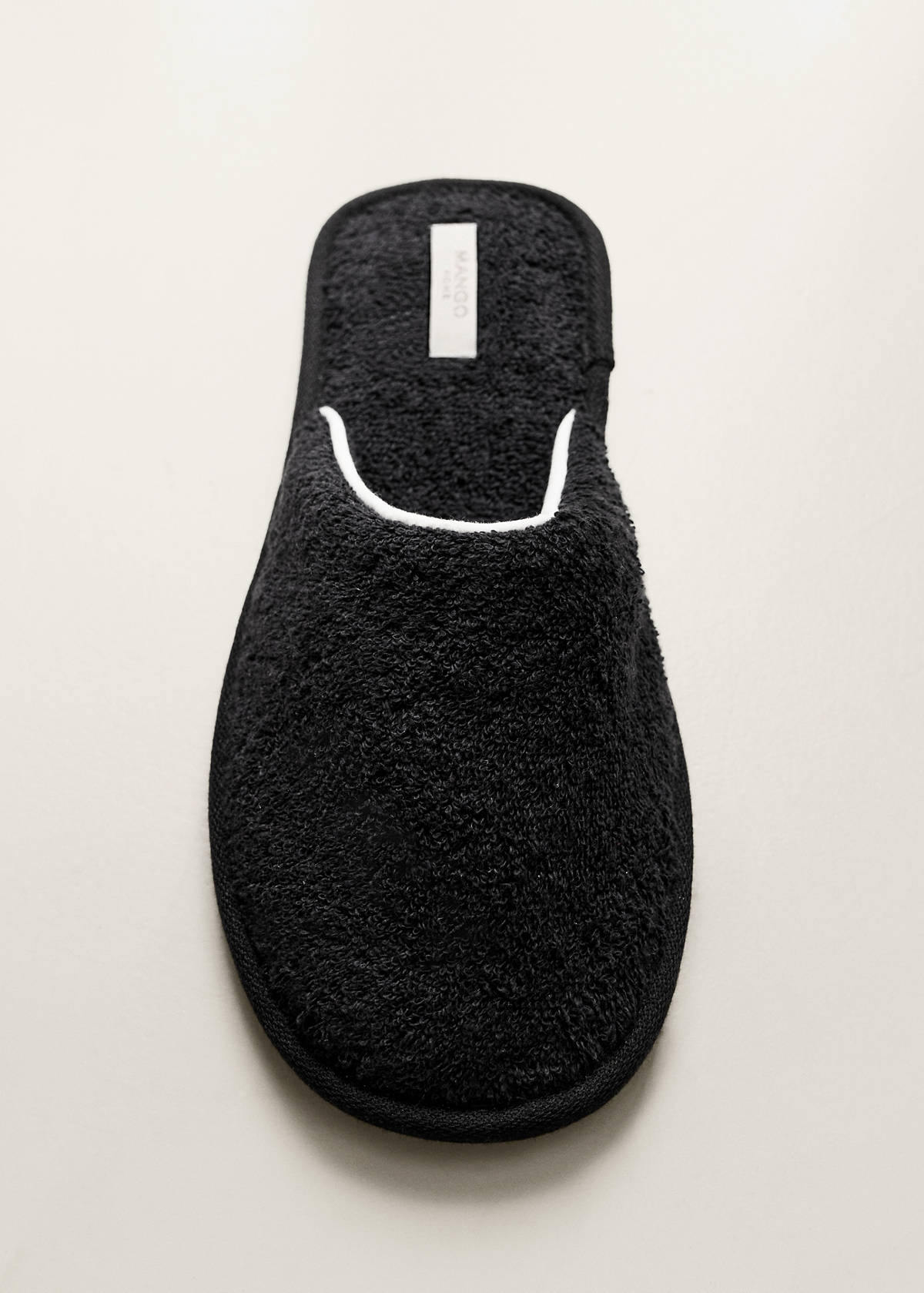 Terry slippers with piping detail — Black