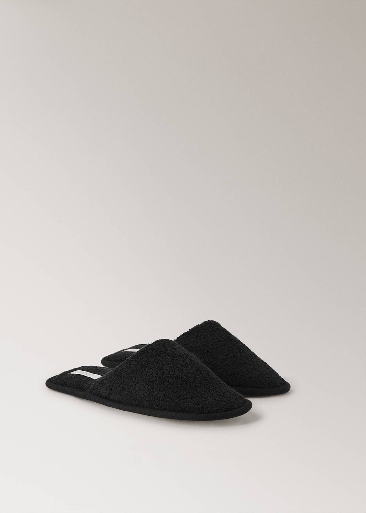 Terry slippers with piping detail — Black