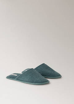 Round-toe terry slippers — Petrol Blue 3