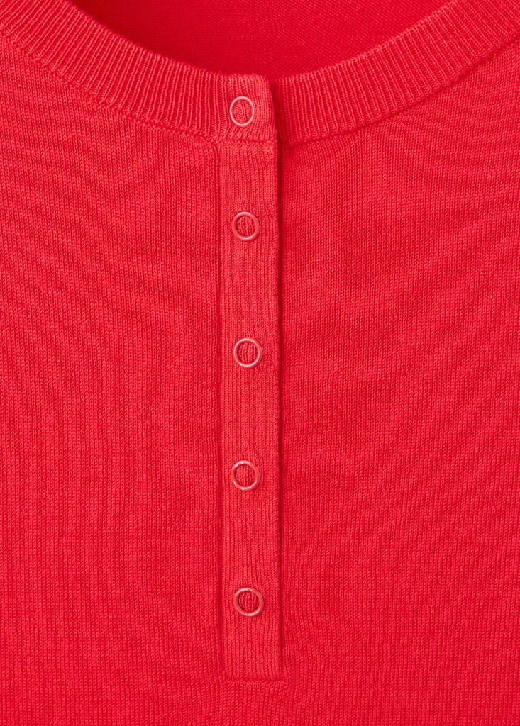 Short-sleeved fine-knit sweater — Red