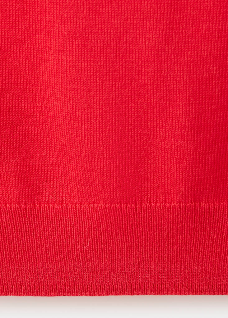 Short-sleeved fine-knit sweater — Red