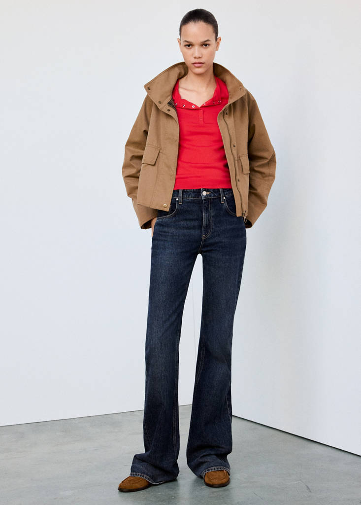 Short-sleeved fine-knit sweater — Red