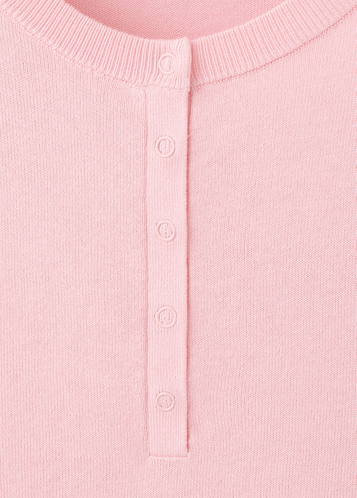 Short-sleeved fine-knit sweater — Pink