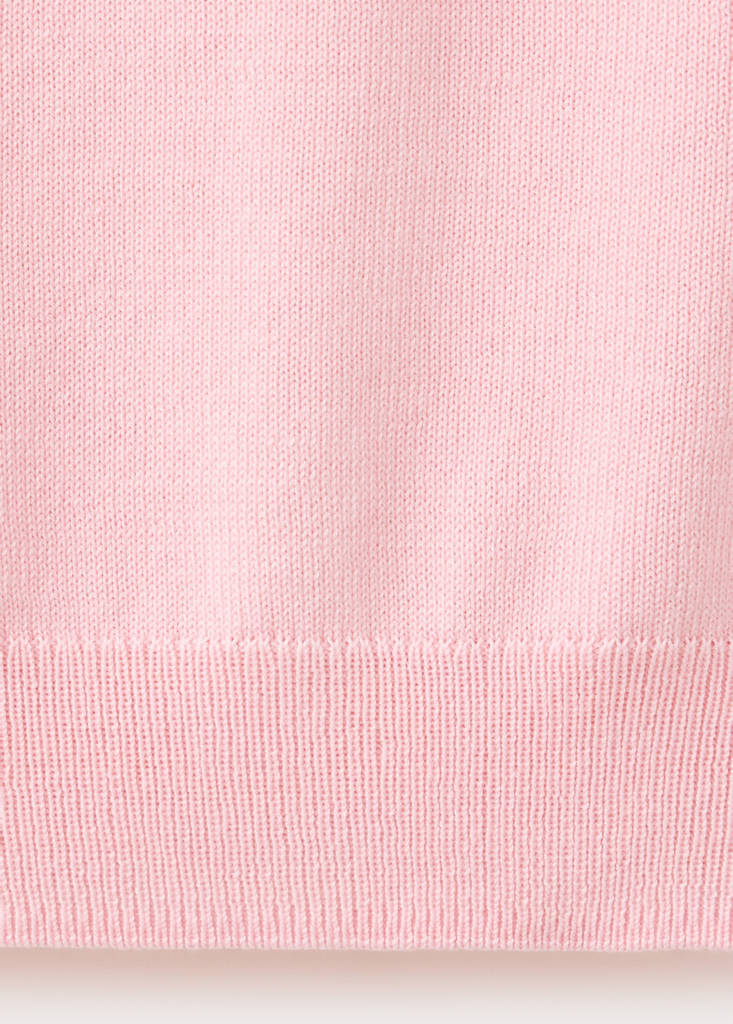 Short-sleeved fine-knit sweater — Pink