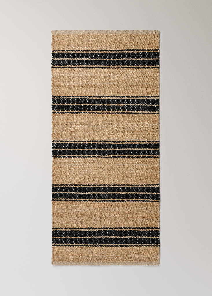 Medium striped rug, 100% jute — Beige