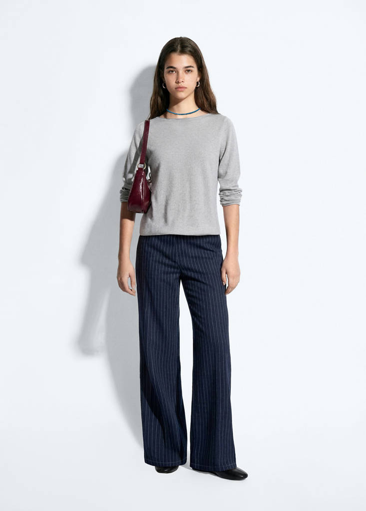 Fine knit jumper with slit details — Medium Heather Grey