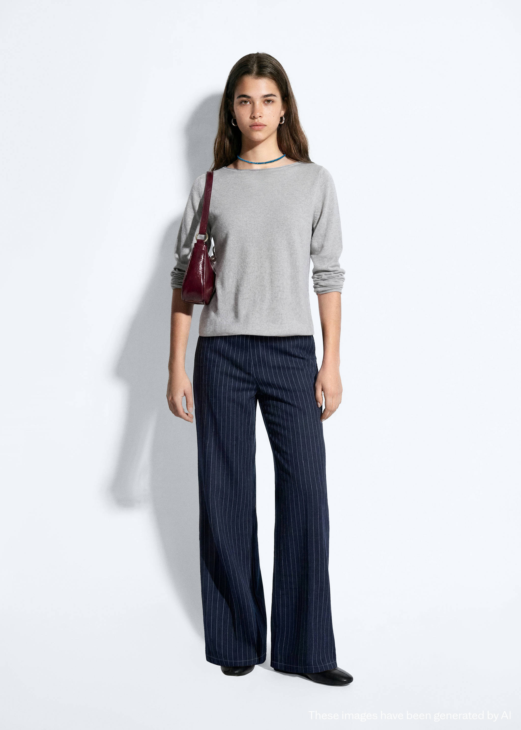Fine-knit sweater with slit details - General plane