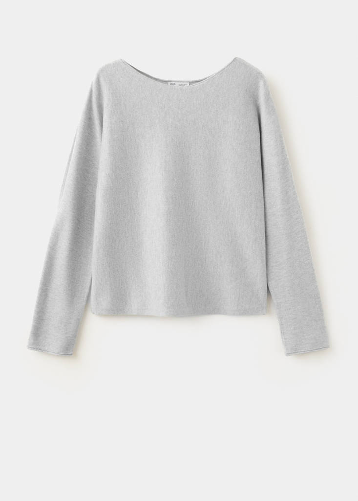 Fine knit jumper with slit details — Medium Heather Grey