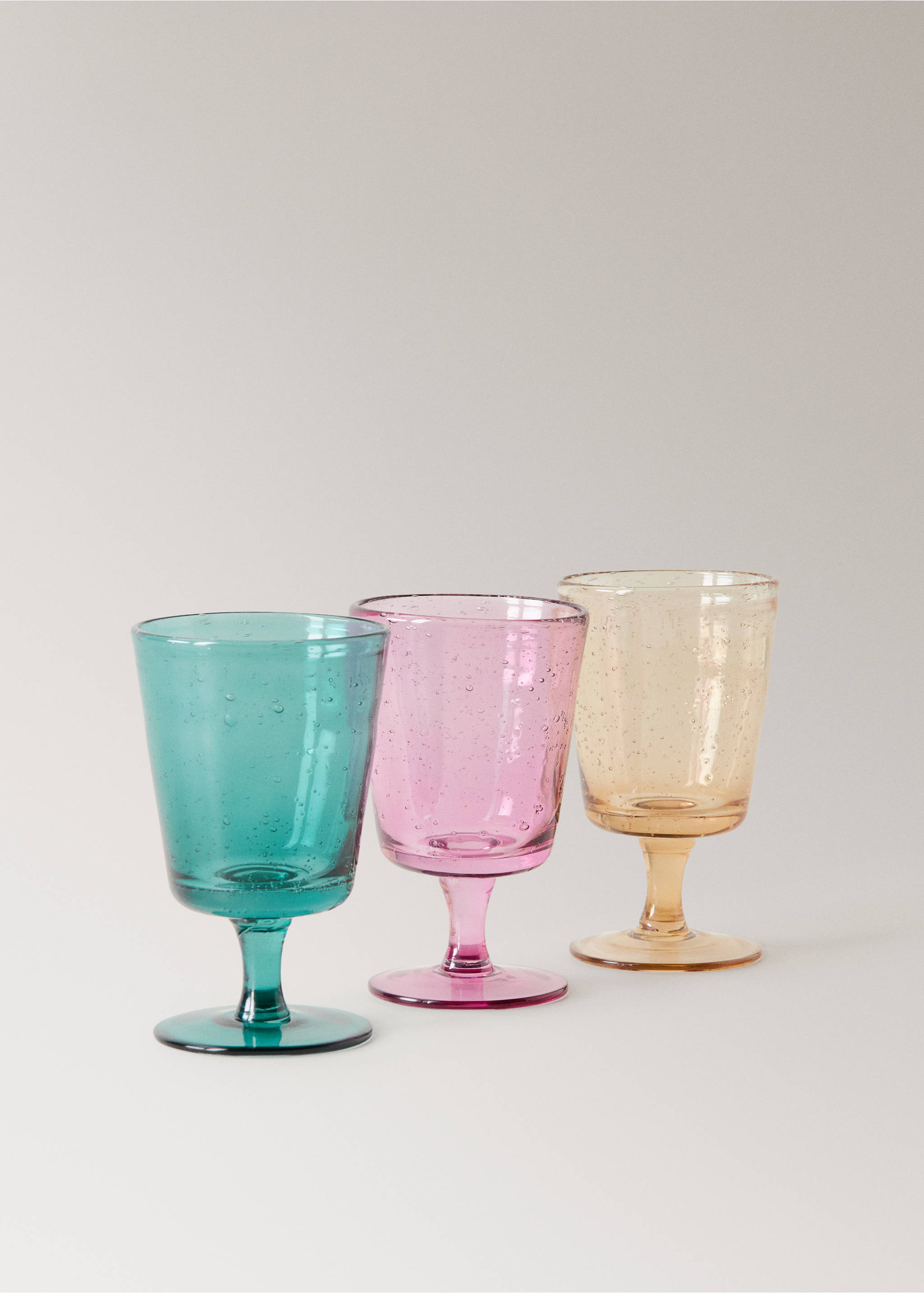 Bubble glass goblet, colour - Details of the article 3, Orange. Ref: 37073287-00.