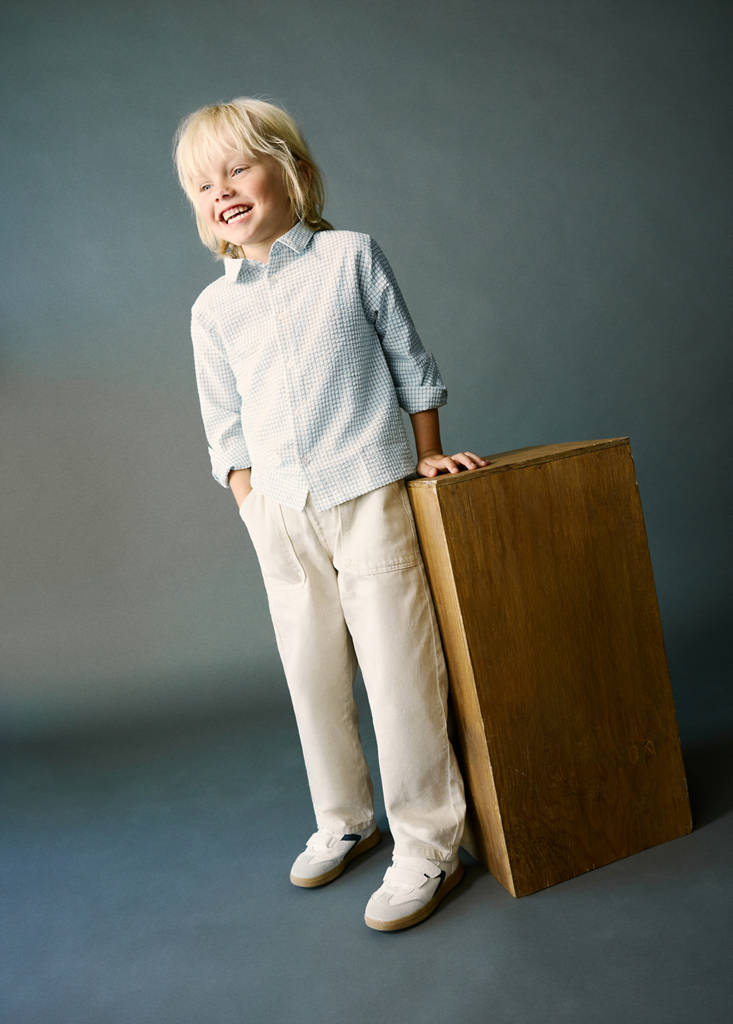 Straight jeans with elasticated waistband — Sand