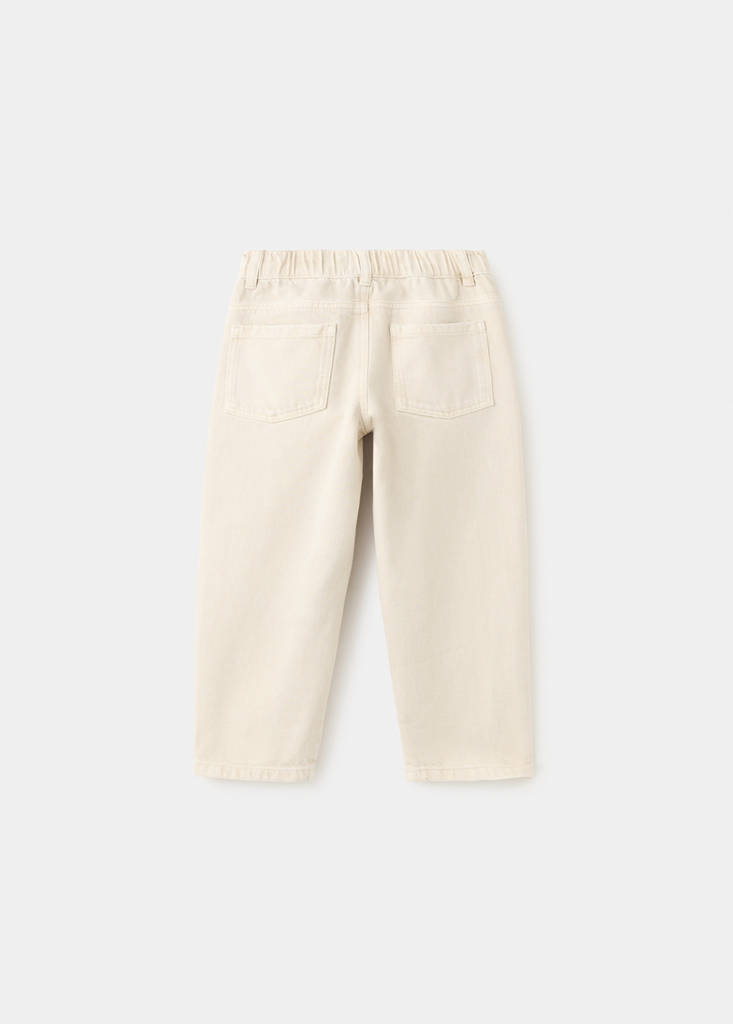 Straight jeans with elasticated waistband — Sand