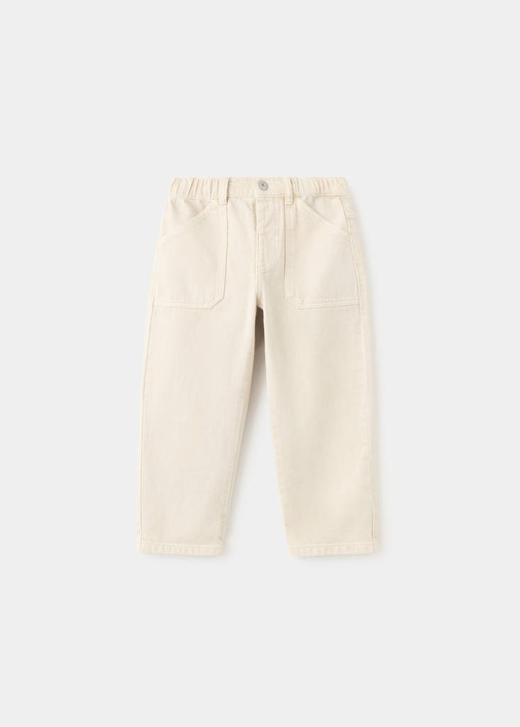 Straight jeans with elasticated waistband — Sand