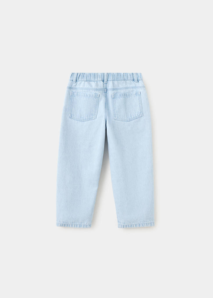 Straight jeans with elasticated waistband — Light Blue