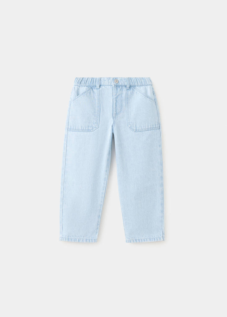 Straight jeans with elasticated waistband — Light Blue