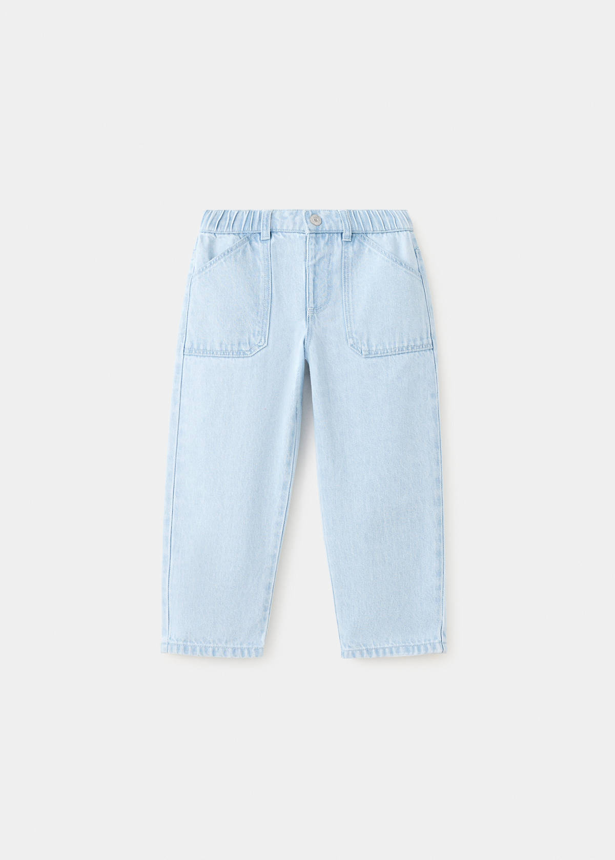 Straight jeans with elasticated waistband — Light Blue